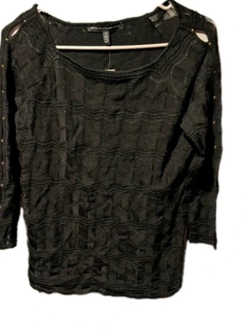 White House Black Market 3/4 Sleeve Black Blouse Brand New With Tags Size M